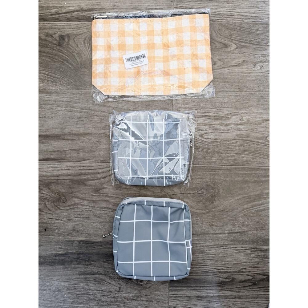 Small Cosmetic Bags, Three Pack 2 Grey , 1 Yellow